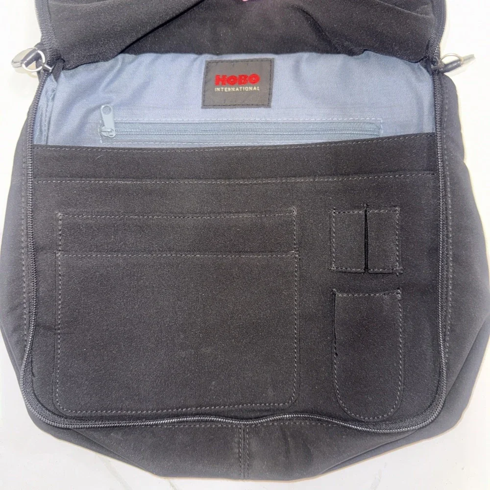 HOBO International Black Nylon Crossbody Messenger Bag Travel Purse Organizer